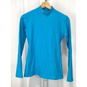 UNDER ARMOUR Womens ColdGear Compression Mock Long Sleeve Top Stretch Blue M